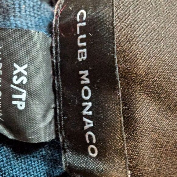 Club Monaco teal 💯 merino embellished collar sz xs - Picture 5 of 9